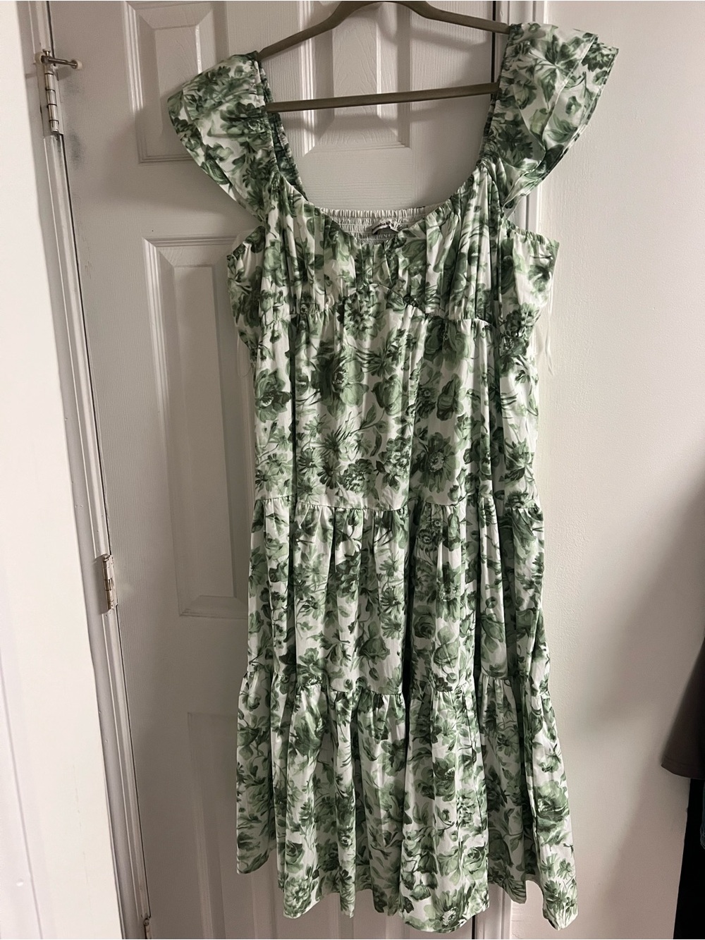 Abercrombie & Fitch White Dress with Green Floral Print